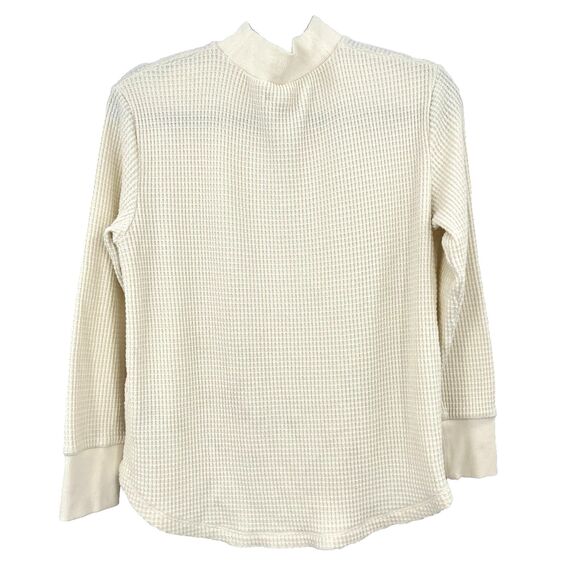 Madewell Mockneck Waffle Knit Top Womens S Ivory Long Sleeve Pullover Thermal - Picture 6 of 13